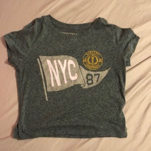 Green/blue-ish cropped top